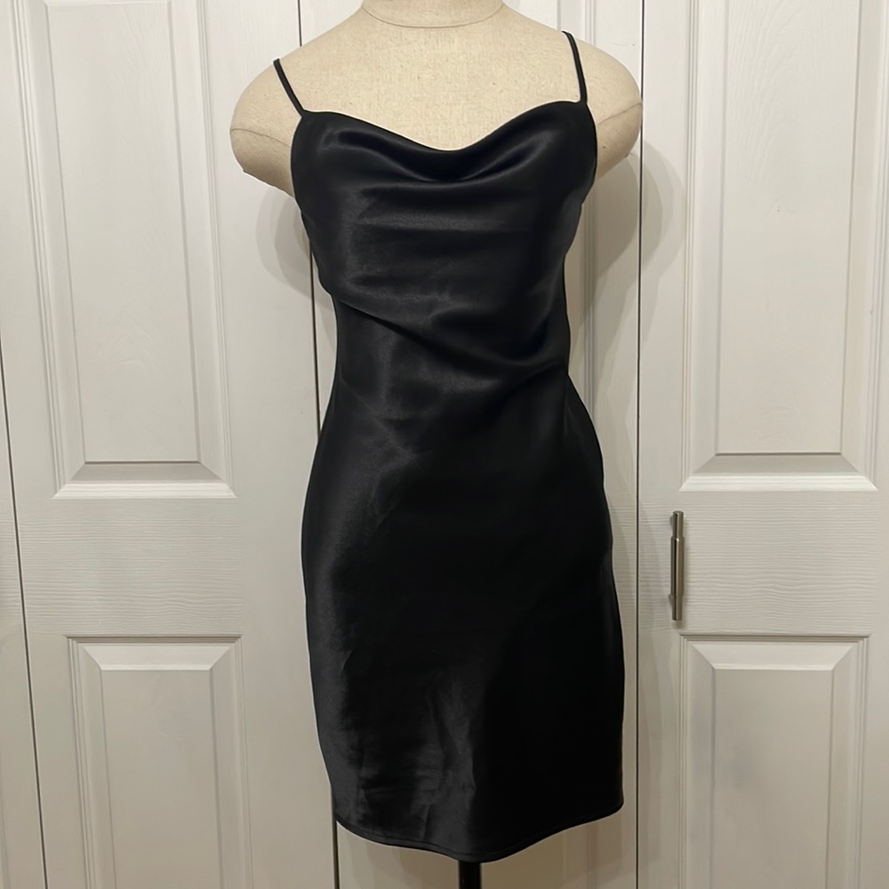 NWOT Cowl Black Mini Dress